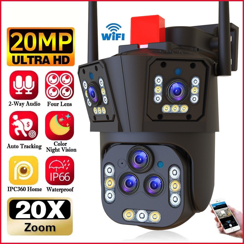 Three Screen Surveillance Cameras Outdoor Monitors