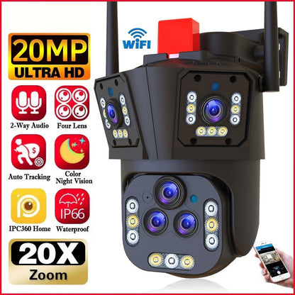 Three Screen Surveillance Cameras Outdoor Monitors