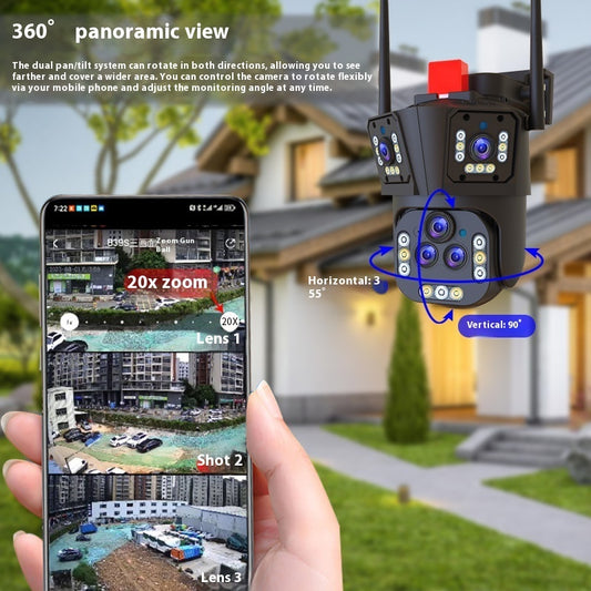 Three Screen Surveillance Cameras Outdoor Monitors